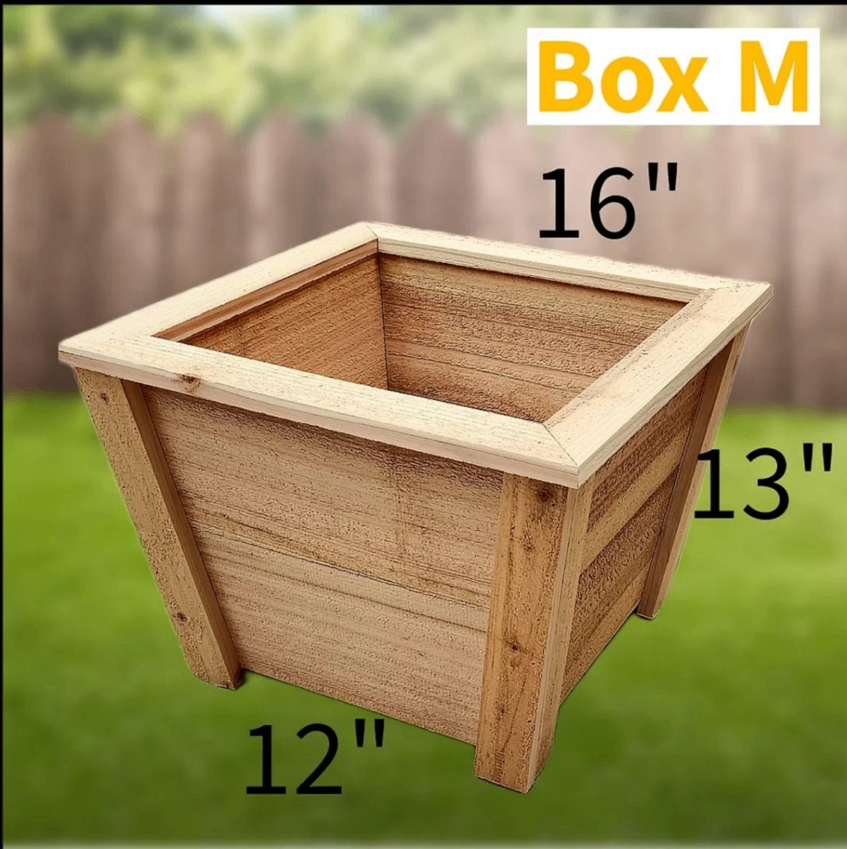 Cedar planter boxes in a garden setting